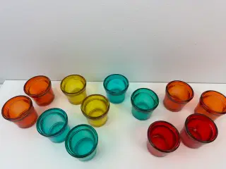 12 stk. farvede retro glas