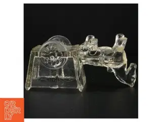 Vintage Hest med vogn i Presset Glas (str. 23 x 9 x 11 cm)