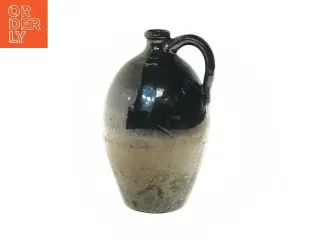 Antik lerdunk med hank (str. 24 cm)