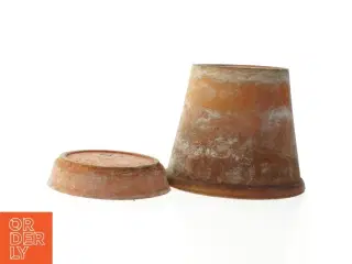 Terrakottapotte med underskål (str. Ø. 16 cm. længde. 14 cm)