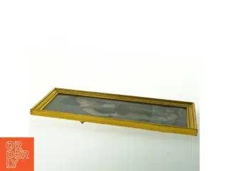 Gammelt maleri af barn med bog i ramme (str. 31x14,5 cm)