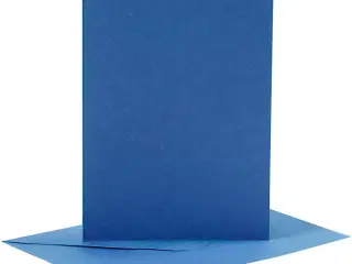 Kort og kuverter, kort str. 10,5x15 cm, kuvert str. 11,5x16,5 cm, 110+220 g, blå, 6sæt/ 1 pk.