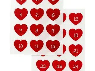 Rub on stickers, kalendertal, H: 32 mm, B: 28 mm, ark 12,2x15,3 cm, rød, 1 pk.