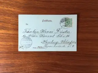 Frimærker. Gammelt tysk postkort fra 1899