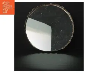 Rundt fad med spejl dekorativ sølvfarvet ramme (str. 19 cm)