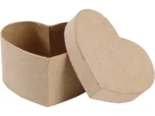Håndlavet Hjerteæske i Papmaché - 11,5x11,5 cm