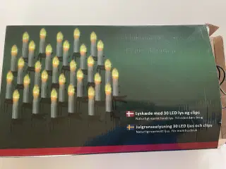 Lyskæde med 30 LED lys og clips.
