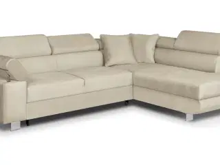 Hjørnesofa med sovefunktion CREMMO-højre Beige