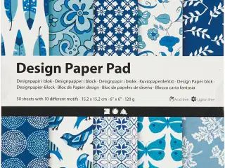 Designpapir i blok, ark 15,2x15,2 cm, 120 g, blå, 50ark/ 1 pk.