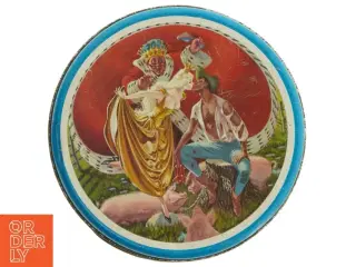 Vintage H.C. Andersen Svinedrengen dåse fra Ira (str. Ø. 20 cm)
