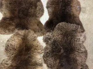 4 stk. langhårede brune lammeskind