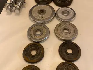 Vægtstangsæt med vægtskiver og låsemøtrikker