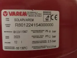 Varem SOLARVAREM Ekspansionsbeholder til solceller