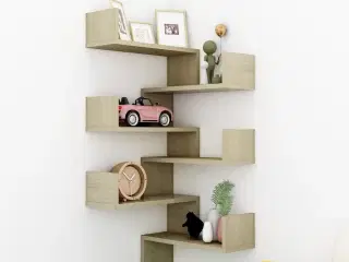 Væghængte hjørnehylder 2 stk. 40x40x50 cm sonoma-eg