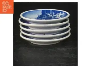 Blå-og-hvid vægplade fra Svendborg Havn, Royal Copenhagen (str. 8 cm. 5 stykker)