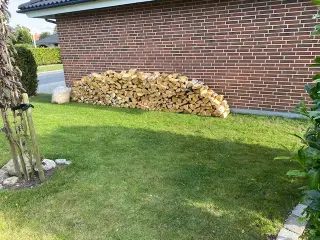 1 1/2 m³, nyfældet, savet, kløvet birketræ sælges