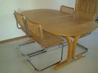 6 italienske frisvingerstole + spisebord bøg