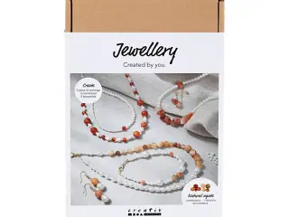 DIY Kit Smykker, beige, brændt orange, hvid perlemor, 1 pk.