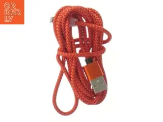 USB kabel med flettet orange cover (str. 188 cm)