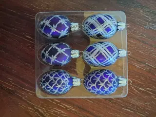 Sæt med 6 ægformede julekugler i lilla