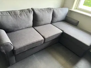 Sovesofa med chaiselong med opbevaring