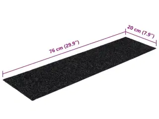 Selvklæbende trappemåtter 15 stk. 76x20 cm rektangulær sort
