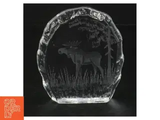 Glasfigur af elg i skov (str. 8,5 cm)