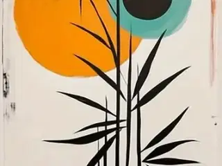 * Lærredsmaleri/tryk; Abstrakt sol