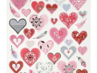 Stickers, hjerter, ark 15x16,5 cm, 1 ark