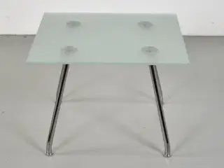 Lounge-/sofabord med matteret glasplade og krom stel