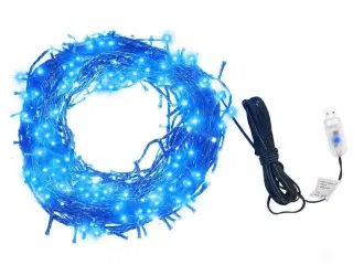 Lyskæde med 400 LED'er 40 m 8 lyseffekter blå