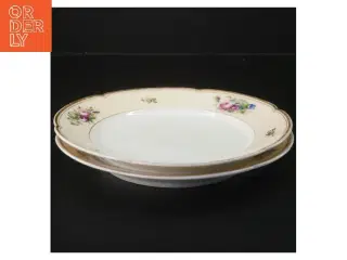 Antikke Bing og Grøndahl Porcelænstallerkener med blomsterdekoration, 2 stk. (str. Ø 21,5 cm)