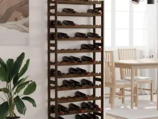 Vinreol til 77 flasker massivt fyrretræ brun