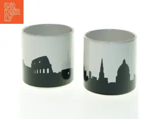 Keramik opbevaringskrukker med København motiv (str. 9x9 cm)
