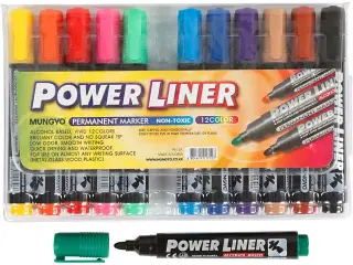 Permanent Marker 1,5-3 mm - 12 Assorterede Farver