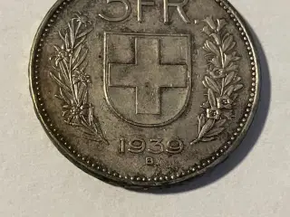 5 Francs 1939 B Switzerland