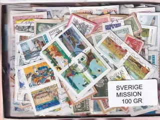 Sverige Mission - 100 g. Tæt enkeltklip, mange mærker.