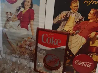 Coca Cola plakater - retro, spejl og glas