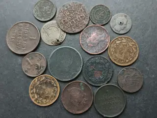 Danmark 15 stk skillingsmønter 1677 til 1863