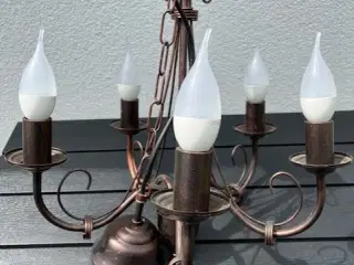 Pæn gammel lampe med 5 arme, med rondel