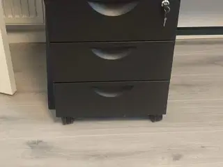 Skuffeelement til skrivebord - sort metal