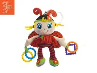 Farverigt baby bamse med rangler (str. 26 cm)