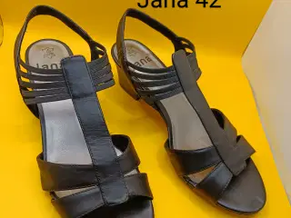 Jana sort læder sandaler 42str