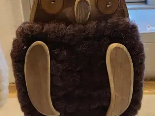 Tre ugler figur i træ og uld