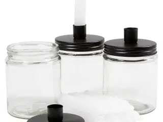 Glas med lysholder og lys, H: 15 cm, diam. 9.5 cm, str. 15 cm, 6sæt/ 1 pk.