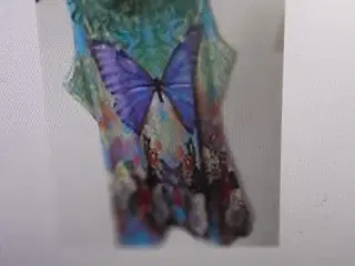 Tunika med sommerfugleprint.multifarvet/str: 42