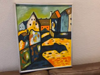 Maleri, olie på plade.