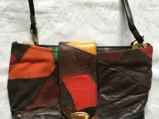 Ubrugt multifarvet ægte læder taske
