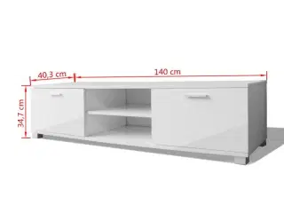 Tv-bord 140x40,5x35 cm hvid højglans