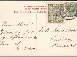 Julemærke 1906 på Postkort - Stemplet 24 - 12 - 1906